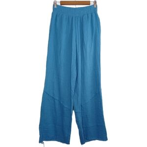 ADL Cotton Guaze Lagenlook Sz M Sustainable Raw Hem Wide Leg Pants